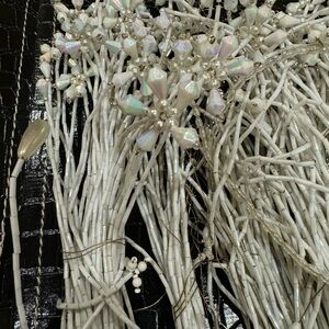 Bulk of Handmade beaded white flowers stems bridal decorations
